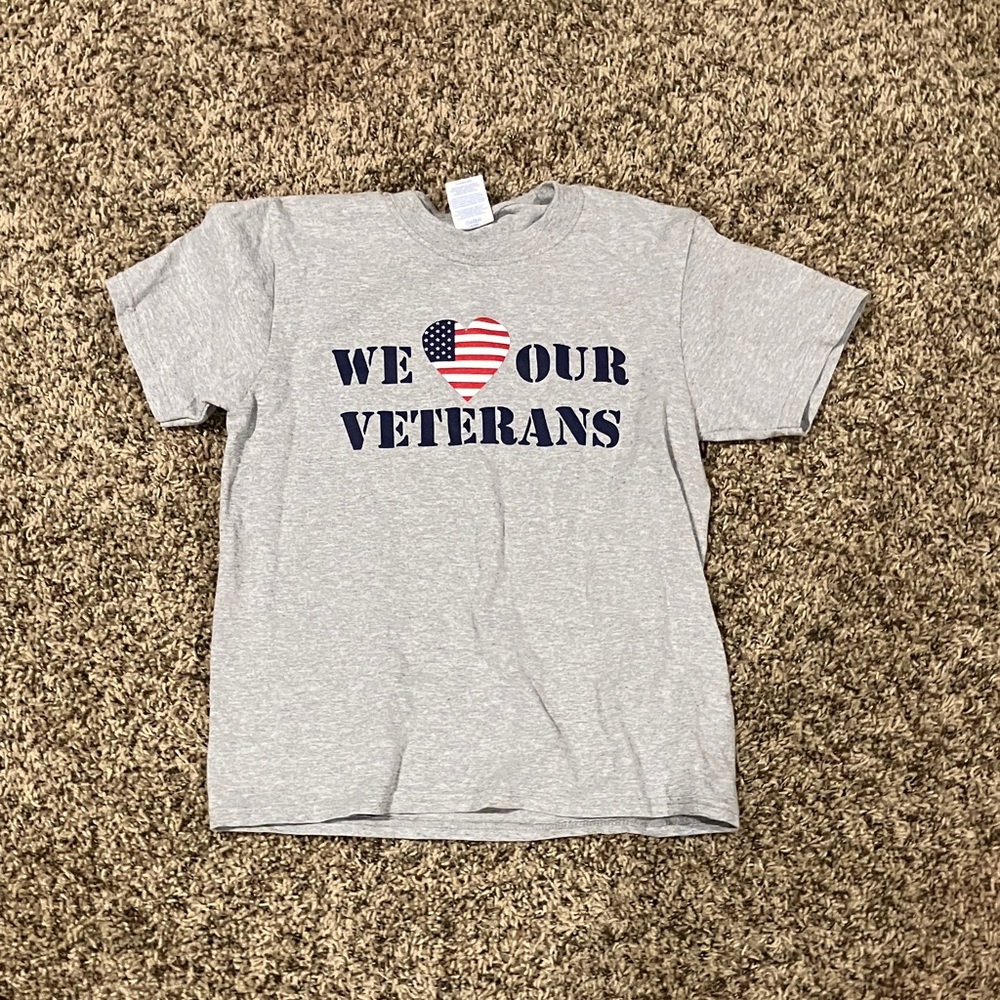 Gray T-Shirt with Patriotic Print